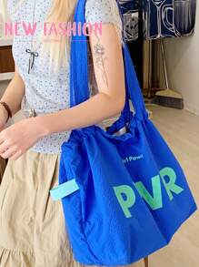 Sac en canevas à une épaule de grande capacité avec cordon de serrage, modèle 2025. Sac fourre-tout en nylon avec lettres japonaises, sac de ville