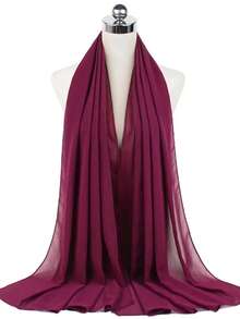 1 pieza Pañuelo de cabeza de gasa de unicolor elegante con perlas, hiyab musulmán versátil, adecuado para abayas de todas las estaciones, se puede usar como chal protector solar para vacaciones y atuendo modesto simple diario (Este producto es de 70*180cm talla única, debido a las diferencias de iluminación y pantalla, puede haber algunas diferencias de color, no se aceptan devoluciones por problemas de color o talla) - Gasa perlada - Ver 24