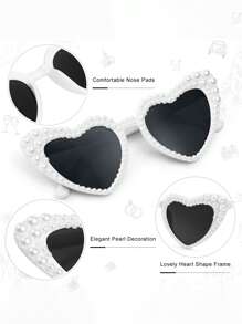 1pc Heart Bachelorette Gifts Vintage Faux Pearl Heart Decorative Party Glasses Bridesmaid Gifts For Bridal Shower Photo Props Wedding Bachelorette Party Favors