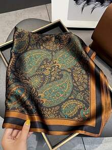 1pc Retro Style Silk Printed Scarf - Multipurpose Fashion Accessory, Headband And Couple Scarf - A - View 5