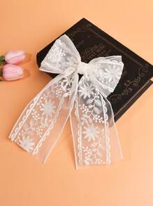 1 PC Set Of Solid Color Double-Layer Lace Ribbon Elastic Hair Clips, Extra Large And Wide Claw Clips Hair Claws Hair Barrettes