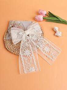 1 PC Set Of Solid Color Double-Layer Lace Ribbon Elastic Hair Clips, Extra Large And Wide Claw Clips Hair Claws Hair Barrettes