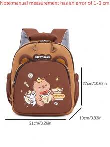 1 件大容量可爱百搭水豚图案书包。活泼的学生包，多口袋。中性设计。卡通动物背包。节日主题背包。时尚书包。实用手提包