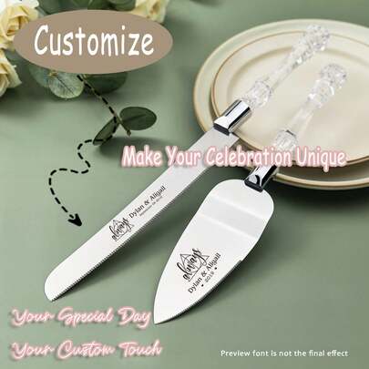 Personalized Laser Engraved Cake Knife And Server Set – Personalized Wedding & Celebration Cake Cutter, Laser Engraved Cake Knife, Custom Cake Server Set, Wedding Cake Cutter, Personalized Wedding Gift, Engraved Cake Tools, Stainless Steel Server, Multi-Functional, Ideal Gifts For Him, Ideal Gifts Office, For Anniversaries, For Valentine's Day, For Mother's Day, For Birthdays, For Father's Day, For Graduation, For Weddings, For Housewarming, Customized Wedding Supplies, Home Room Decor Gifts ,Forever Love