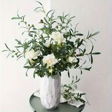 Realistic Artificial Olive Leaf Tree Branch With Fruit For Home Garden Decoration, Wedding Bouquet, Silk Flower Arrangement, Creative Gift, Holiday Accessory, Birthday Party Supplies, Birthday Gift, Aesthetic Home Decor, Party Packs