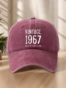 1 件复古 1967 水洗个性化时尚纯白色户外休闲运动可调节海滩印花涤纶软顶棒球帽/棒球帽，适合日常佩戴，春夏秋冬 - A - 查看 10