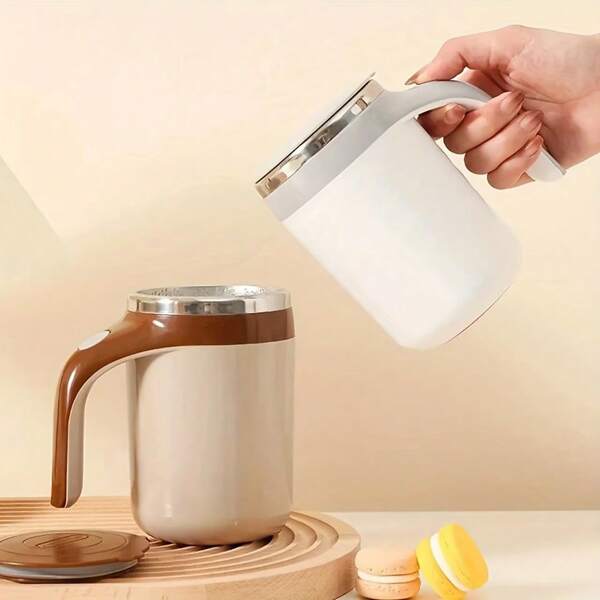 Two Fully Automatic Mixing Cups, With Super Convenient Electric Rotation And Made Of Stainless Steel, Can Be Used As A Coffee Cup, Milk Cup, Or Mug, Making It Super Worry-Free.