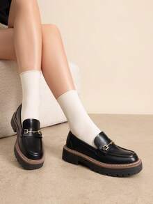 Loafers For Women Platform Chunky Heel Slip On Loafers Business Office Casual Dressy Loafer Shoes