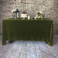 1 件，天鹅绒桌布，奢华优雅的矩形桌布，颜色漂亮，适合婚礼、派对、活动，接缝耐用，可长期使用 - 橄欖綠 - 查看 4