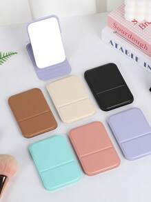 1 Specchio da trucco portatile, specchio in pelle poliuretanica di piccole dimensioni, pieghevole, adatto come regalo, elemento essenziale per i viaggi, cosmetici, facile da riporre, specchio tascabile per ritocchi, specchio da trucco portatile pieghevole con angoli arrotondati, decorazione scolastica, sorpresa scolastica, decorazione per dormitori, back to school