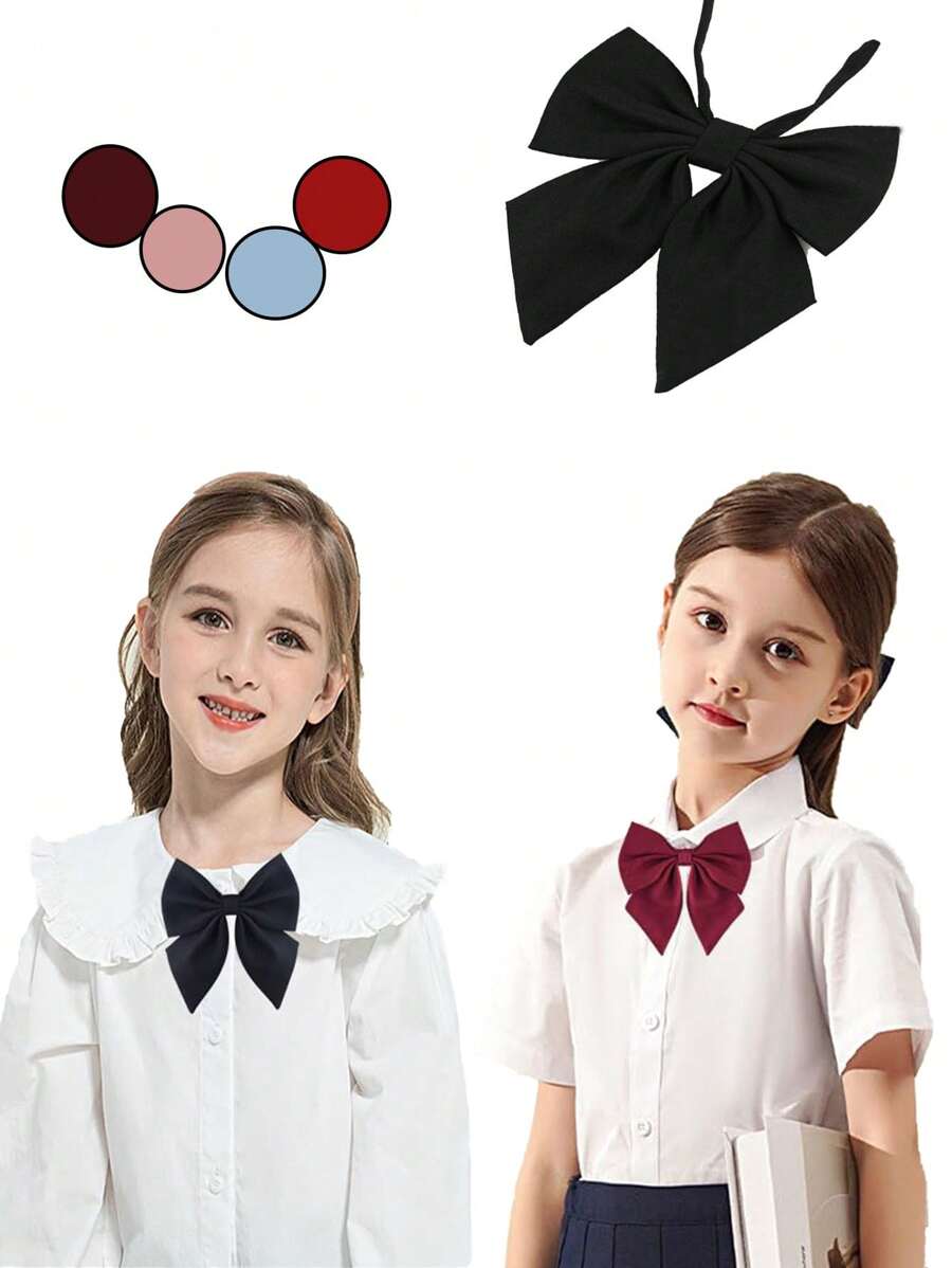 1pc Adjustable Pre-Tied Bow Tie, Suitable For Girls, Preppy Style