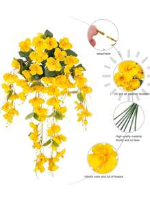 1Pc/2Pcs Artificial Hanging Flowers Fake Hanging Plants Faux Silk Hibiscus Long Vines UV Resistant Realistic Flowers For Basket Home Porch Outside Garden Yard Patio