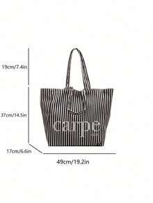 Túi tote vải bố cổ điển, túi đeo vai dung tích lớn dành cho học sinh, phụ nữ, sinh viên đại học, hoạt động ngoài trời, du lịch, mua sắm. - Đen và trắng - Xem 8