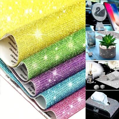 1 件水晶钻贴纸，DIY 自粘闪光贴花，适用于汽车、手机、工艺品，7.8 X 9.4 英寸