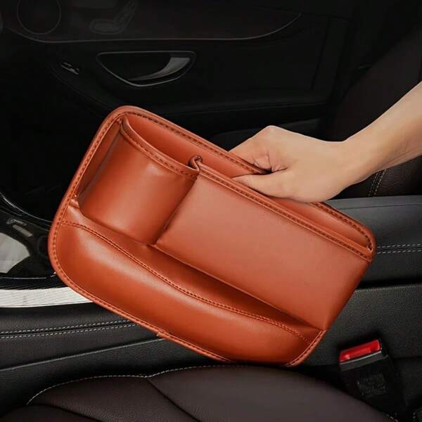 1 pieza Relleno universal para la ranura entre asientos del coche con portavasos, caja de almacenamiento lateral para la consola del conductor, accesorio de almacenamiento en la ranura del apoyabrazos del vehículo, organizador de puerta del coche, regalo organizador de almacenamiento para mujeres