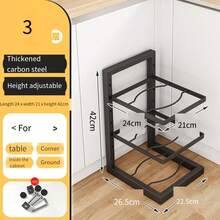 1pc Adjustable Floor Standing Pot Lid Organizer Rack, Kitchen Storage Shelf - Multicolor - View 11