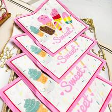 100/60/20 Stücke 33 x 33 cm Einweg Servietten mit Eiscreme-Motiv, geeignet für den täglichen Gebrauch Zuhause, Geburtstagsfeiern, Dates, Familienfeste, Outdoor-Picknicks und Dekorationsservietten für Restaurants - Pink - Übersicht 12