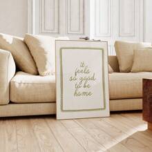1 pezzo Stampa su tela con citazione "It Feels So Good To Be casa", senza cornice, in stile minimalista con tipografia in verde oliva, opera d'arte da parete accogliente per dormitorio, appartamento, soggiorno, camera da letto, decorazione moderna per la casa