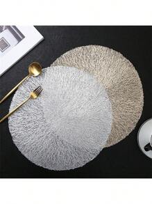 1/4/6/8/12 piezas Manteles individuales redondos de PVC dorados y huecos, lavables, fáciles de limpiar, antideslizantes, resistentes al calor, para decoración de mesa de comedor, tazas, fiestas, bodas y festividades