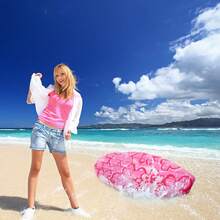 Inflatable Surfboard With Handles, Water Float Board, Inflatable Stand-Up Paddle Board, Swimming Floating Surf Mat, Learn To Surf, Water Fun, Adult Lightweight Party Board, Summer Ocean Party - A Great Mother's Day Gift - Dusty Pink - View 1