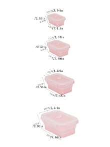 Set(4pcs) OPP Square Portable Foldable Silicone Lunch Box Microwave Oven Lunch Box Refrigerator Preservation Box