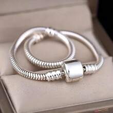 1pc Classic Snake Chain Cubic Zirconia Copper Plated DIY Women's Bracelet Gift Jewelry Women's Bracelet, Suitable For Weddings, Daily Gatherings, Fashion Accessories, Women's Hip-Hop Accessories - 銀色 - 查看 7