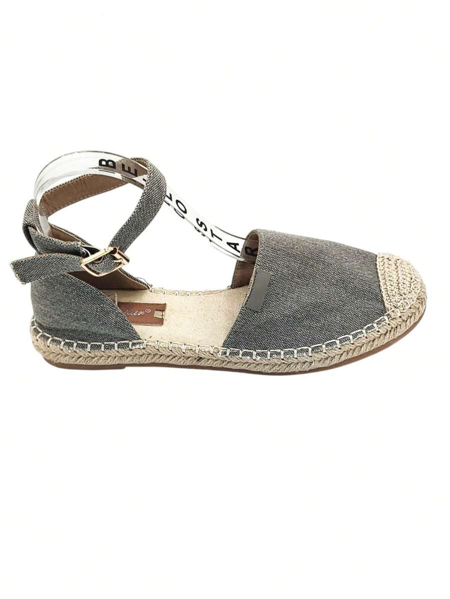 女士波西米亚风格度假平底一脚蹬鞋 - 灰色 - 查看 1