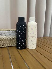 Cốc thép không gỉ họa tiết hoa mini 500ml/16.9oz, Bình nước giữ nhiệt di động có lớp phủ cao su, Thích hợp sử dụng tại nhà và thể thao ngoài trời, Món quà tuyệt vời cho gia đình và bạn bè khi trở lại trường - Nhiều màu - Xem 4