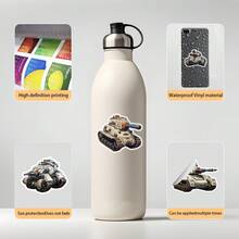 50pcs/Set Cool Tank Graffiti Stickers, Creative & Personalized Sticker Pack, Suitable For Decorating Water Bottles, Luggages, Skateboards, Tablets, Guitars, Fridges, Notebooks, Phone Cases, Albums, Storage Boxes, Planners, Wardrobes, Desktops, Walls, Cars, Motorcycle Helmets, And Other Daily Items For Adults & Teenagers - TQ50-0766 - View 4