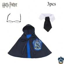 Warner Bros 3pcs Harry Potter Officially Licensed Hogwarts House Cloak Set (Cloak + Glasses + Tie), Cute Pet Costume For Cats & Dogs, Embroidered Cloaks For Small Pets, Suitable For Spring/Autumn, Halloween Costume - View 4