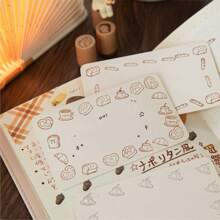 1pc Beechwood Stamp With Handdrawn Cute Designs, Versatile For Decorating Journals, Suitable For School And Office Stamps,Back To School,School Supplies
