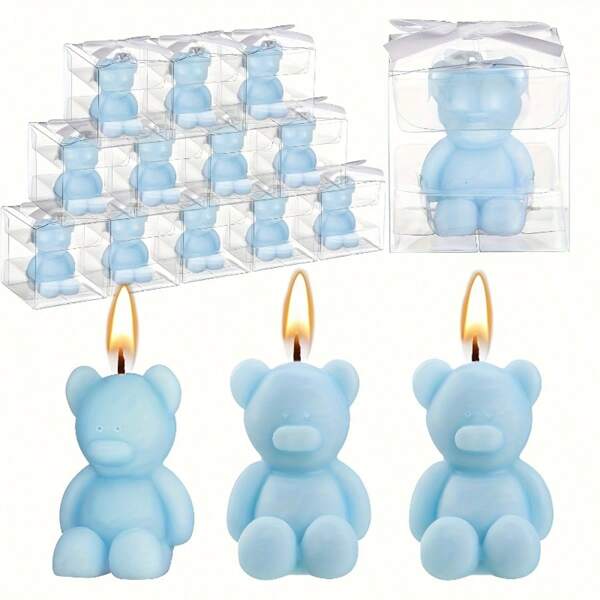 YESTARY 30 Sets Candles Favors Babyshower Bear Candles, Mini Bear Candles With Thank You Card And Gift Bags, Scented Candle For Babyshower Gender Reveal Birthday Party Wedding Guests Gifts And Home Decor