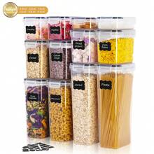 THELIFE 3/4/5/7/8/10/12/15/18/20/24/30/36pcs Airtight Food Storage Containers With Lids, Plastic Food Canisters With Lids Containers For Kitchen & Pantry Organization And Storage, Dry Food Canisters For Spaghetti Flour, Sugar And Cereal, Kitchen Supplies