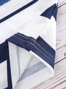 2 Stücke Baby Jungen Lässig Gestreiftes Kurzarm Top und Denim-ähnlich bedruckte Lange Hose Outfit, Sommer