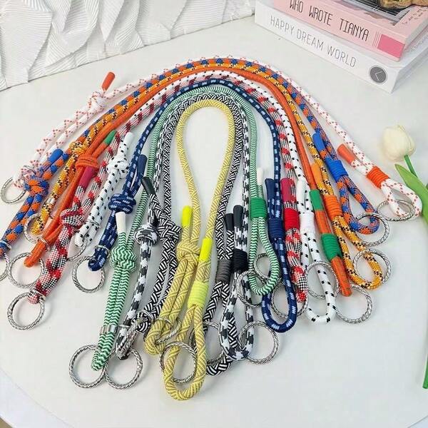 Multicolor Strap Compatible Stylish Waterproof Nylon Women Double Loop Shoulder Strap Shopping Tote Bag Accessories Y2K Leopard Print Lanyard