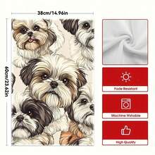 1 件/2 件西施犬印花厨房毛巾，现代卡通主题，柔软吸水可机洗涤纶洗碗布，非常适合厨房装饰、烹饪、烘焙、节日装饰和浴室必需品、餐桌装饰、厨房用品、家居装饰、新家浴室乔迁礼物、厨房毛巾 - 彩色 - 查看 12