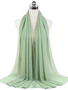 1 pieza Pañuelo de cabeza de gasa de unicolor elegante con perlas, hiyab musulmán versátil, adecuado para abayas de todas las estaciones, se puede usar como chal protector solar para vacaciones y atuendo modesto simple diario (Este producto es de 70*180cm talla única, debido a las diferencias de iluminación y pantalla, puede haber algunas diferencias de color, no se aceptan devoluciones por problemas de color o talla) - Gasa perlada - Ver 14