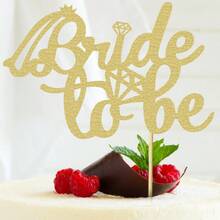 1 Pc Bride To Be Cake Topper With Glitter Diamond Bridal Shower Cake Pick Decorations For Wedding Engagement Theme Bachelorette Party Supplies - Multicolor - View 10