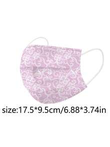 20片/包三层一次性蕾丝印花口罩，蕾丝口罩5色组合，时尚口罩