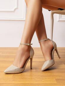 Women  Fashion Dress High Heels Pointed Toe Prom Wedding Elegant Pumps Shoes - 金色 - 查看 4