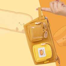 Cartoon Large Capacity Pen Bag Student Stationery Storage Pouch Cute Chestnut Bear Canvas Pencil Bag,Back To School,School Supplies - Multicolor - View 5