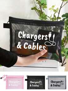 Bolsa de cosméticos de malha com padrão de cabo de dados, bolsa de armazenamento portátil com almofada de ar vermelha, bolsa de maquiagem, bolsa para cuidados com a pele, itens essenciais de viagem, suprimentos para dormitório, presentes para noivas, presentes para mães, presentes de aniversário, presentes para amigos e professores, armazenamento para banheiro, armazenamento de joias, bolsa para armazenamento de óleo labial e cosméticos, férias, férias de verão, volta às aulas, bolsa de material escolar para viagem, bolsa de maquiagem para mulheres, bolsa de maquiagem para viagem