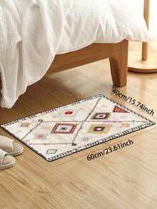 1pc Vintage Printed Area Carpet, Retro Style, Washable Plush Polyester Rectangular Textured Details, Soft Non-Pilling, Absorbent, Non-Slip, Easy Care Rugs Suitable For Living Room, Bedroom, Kitchen, Nursery, Office, Party, Birthday, All Seasons