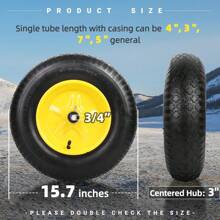 (2-PACK) 4.80/4.00-8" Tire And Wheel, 16" Pneumatic Tire Wheels With 3/4" Bearings And 3" Centered Hub For Wheelbarrow, Hand Truck, Garden Carts, Yard Wagon Dump Cart (Extra 5/8" Bearings)