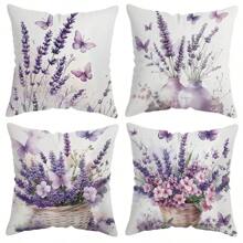 MEMNUN 1pc, Contemporary Purple Style Pillow Covers - Zipper-Up, Washable Woven Polyester Pillowcase With Lavender And Butterfly Pattern Printing, 17.72 X 17.72 Inches, Square Decorative Cushion Covers For Home Sofa Bed Decor, No Insert Home Decor Bedroom Decor Room Decor Aesthetic Room Decoration Stuff Living Room Decor Pillow Case Pillow Cases
