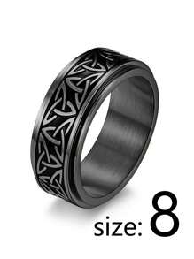 1 szt. Czarny pierścień ze stali tytanowej, europejski i amerykański celtycki Triquetra obrotowy, pierścień dekompresyjny