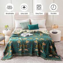 Boho Throw Blanket For Bed 100% Cotton Ultra Soft Rustic Quilt Summer Blanket Bird Floral Printed Farmhouse Decor Large Bed Blankets,80"*90" All Season Rustic Throw For Sofa Couch Chair - Geometric-c - View 10