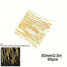 50pcs/Set Golden T-Shape Flattened Head Pins Looped Eye Pins, 316 Stainless Steel Bendable For DIY Jewelry Making,Bracelet, Necklace, Earring Craft Supplies, Size: 20/30/40mm - Gold - View 23