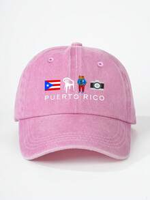 1 件印花波多黎各水洗棒球帽，可调节休闲户外太阳帽，适合春秋旅行、海滩度假、年轻人的 Y2K 风格 - 棒球帽 - 查看 3