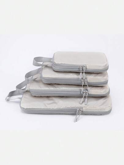 4pcs Compressible Travel Storage Bags, Minimalist Business Style, Multi-Functional Vertical Design Waterproof Organizer